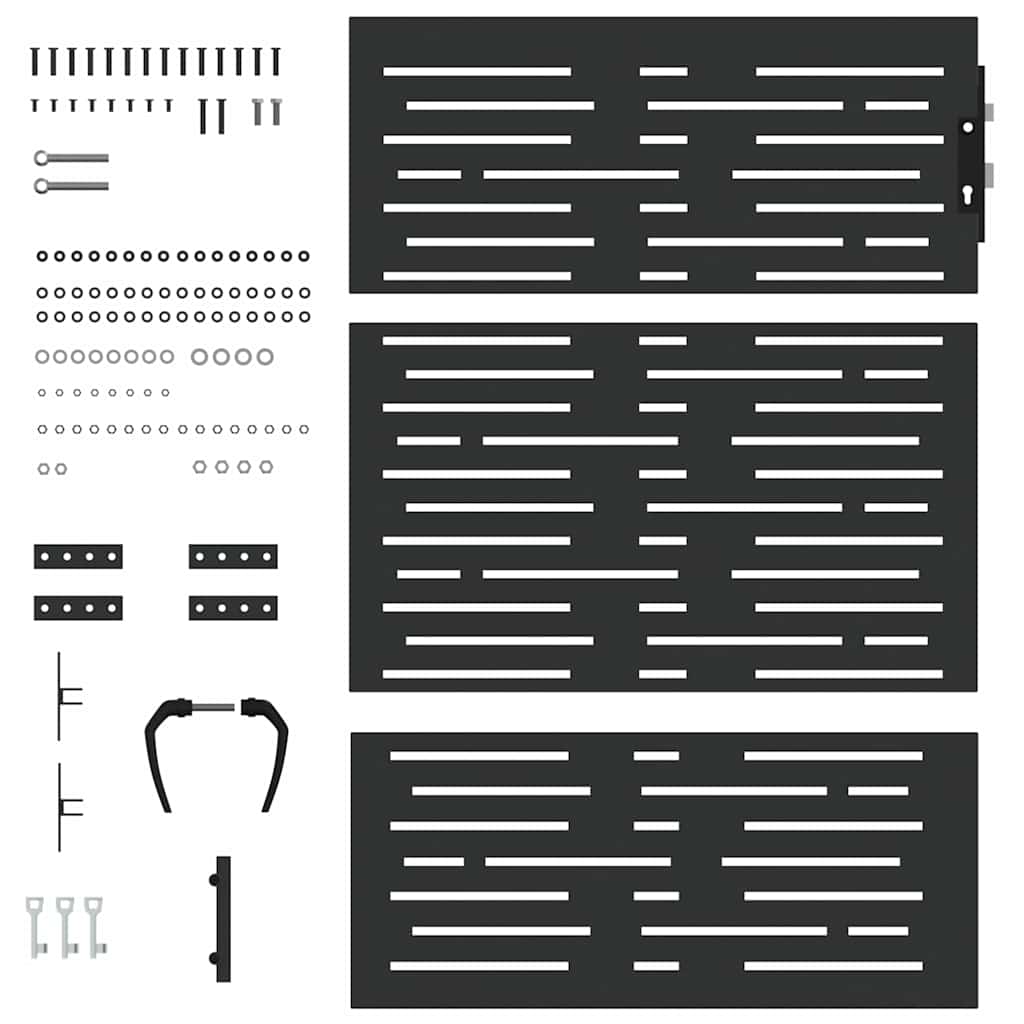 Garden Gate with Lock Black 105 x 125 cm Powder-coated steel