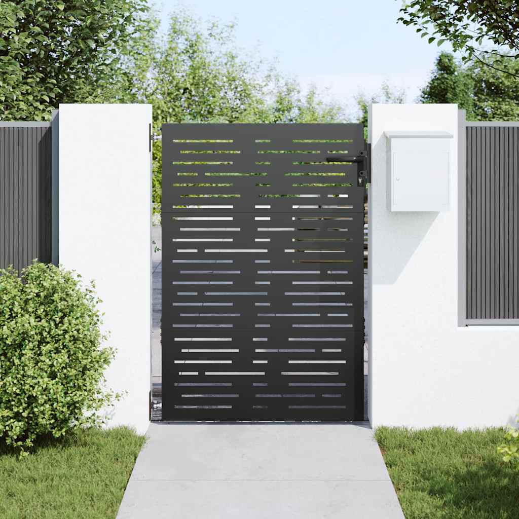 Garden Gate with Lock Black 105 x 125 cm Powder-coated steel
