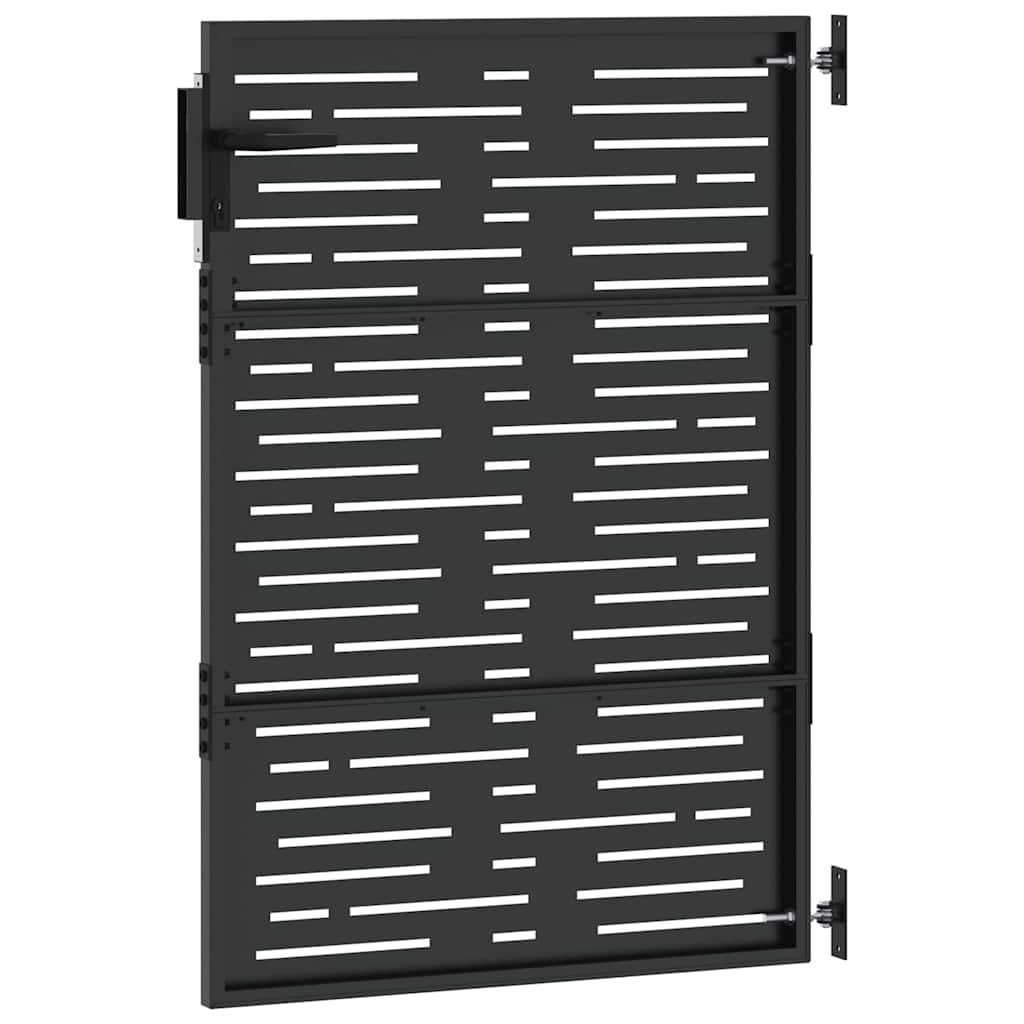 Garden Gate with Lock Black 105 x 125 cm Powder-coated steel