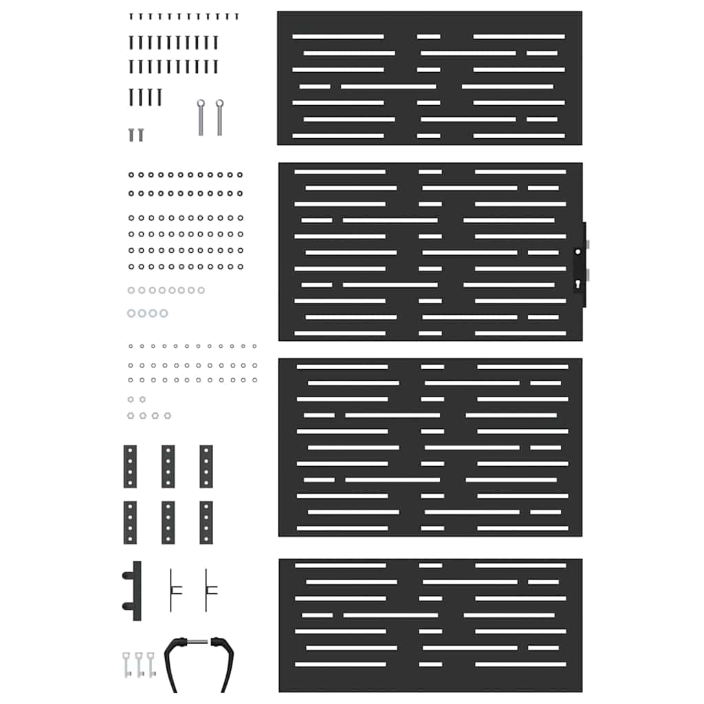 Garden Gate with Lock Black 105 x 175 cm Powder-coated steel