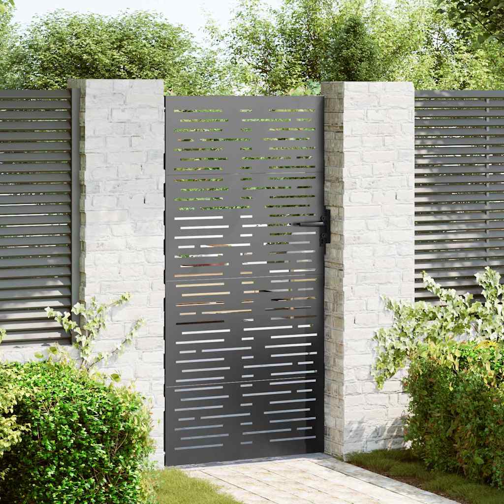 Garden Gate with Lock Black 105 x 175 cm Powder-coated steel