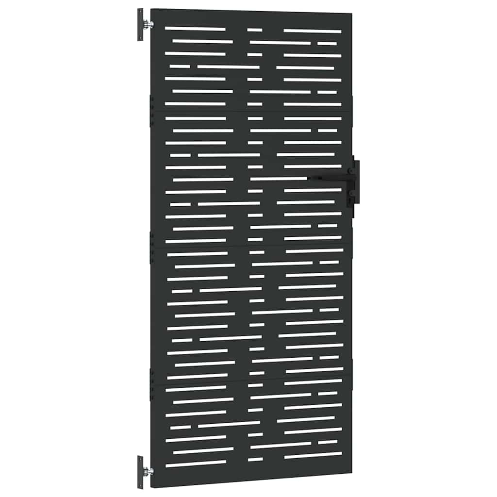 Garden Gate with Lock Black 105 x 175 cm Powder-coated steel