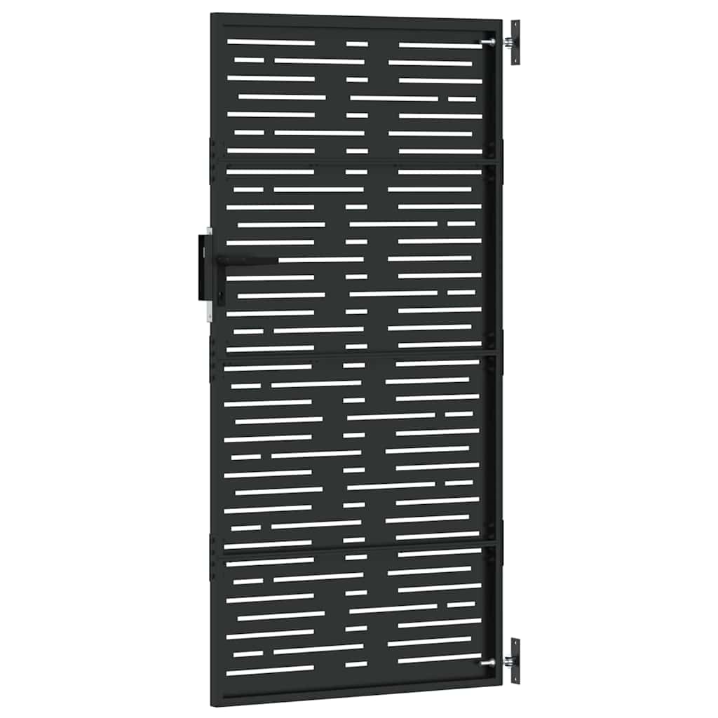 Garden Gate with Lock Black 105 x 175 cm Powder-coated steel