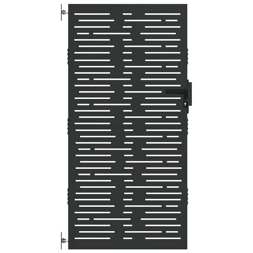 Garden Gate with Lock Black 105 x 175 cm Powder-coated steel
