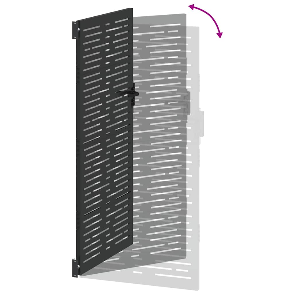 Garden Gate with Lock Black 105 x 175 cm Powder-coated steel