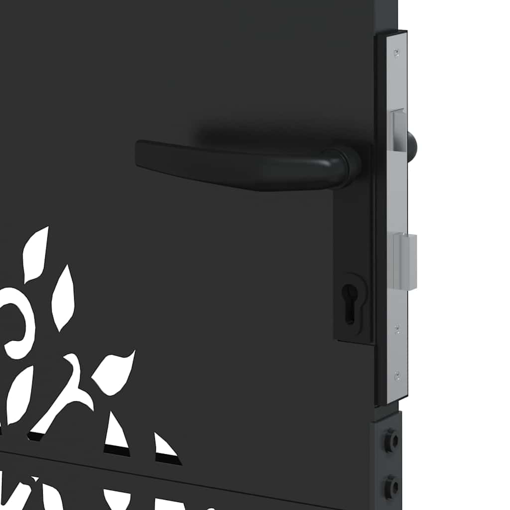 Garden Gate with Lock Black 105 x 125 cm Powder-coated steel