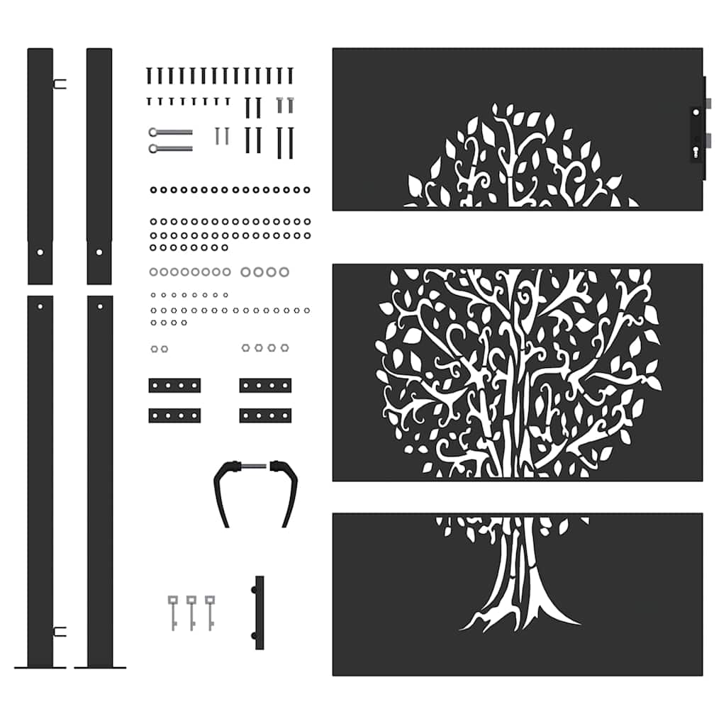 Garden Gate with Lock Black 105 x 125 cm Powder-coated steel