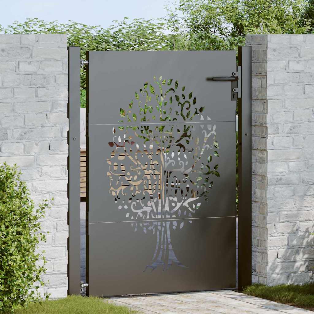 Garden Gate with Lock Black 105 x 125 cm Powder-coated steel