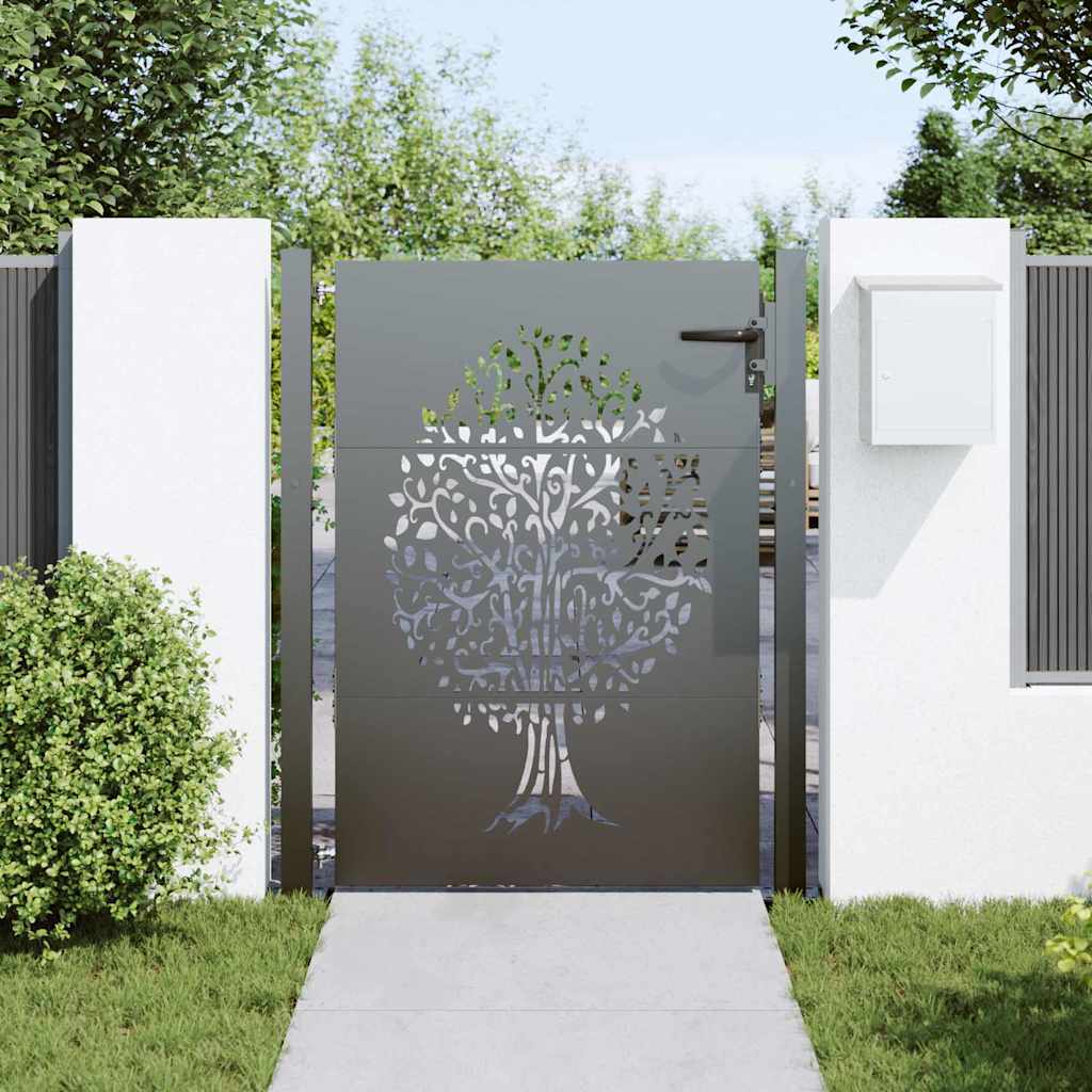 Garden Gate with Lock Black 105 x 125 cm Powder-coated steel