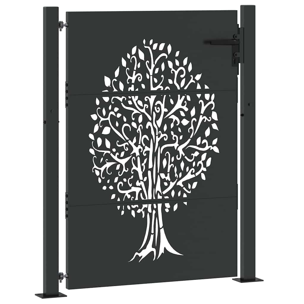 Garden Gate with Lock Black 105 x 125 cm Powder-coated steel