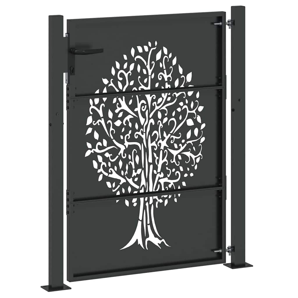 Garden Gate with Lock Black 105 x 125 cm Powder-coated steel