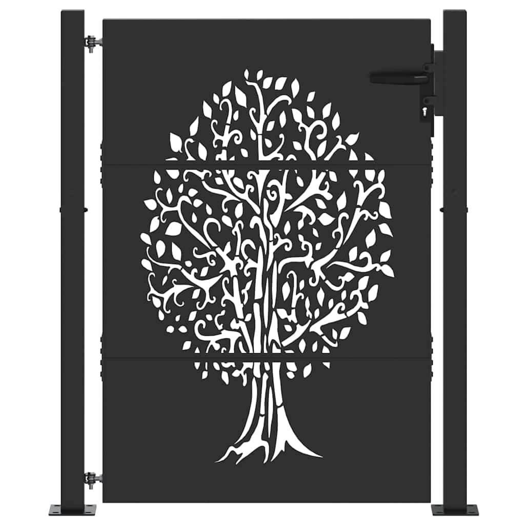 Garden Gate with Lock Black 105 x 125 cm Powder-coated steel