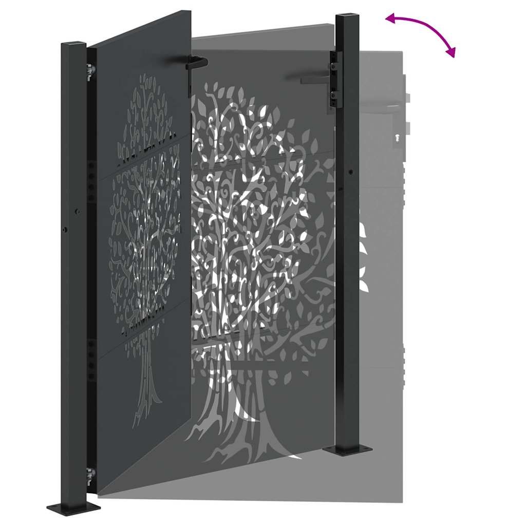 Garden Gate with Lock Black 105 x 125 cm Powder-coated steel