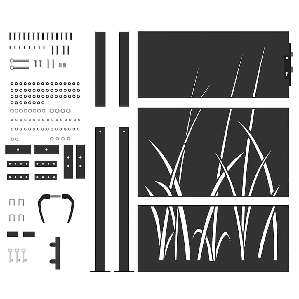 Garden Gate with Lock Black 105 x 125 cm Powder-coated steel