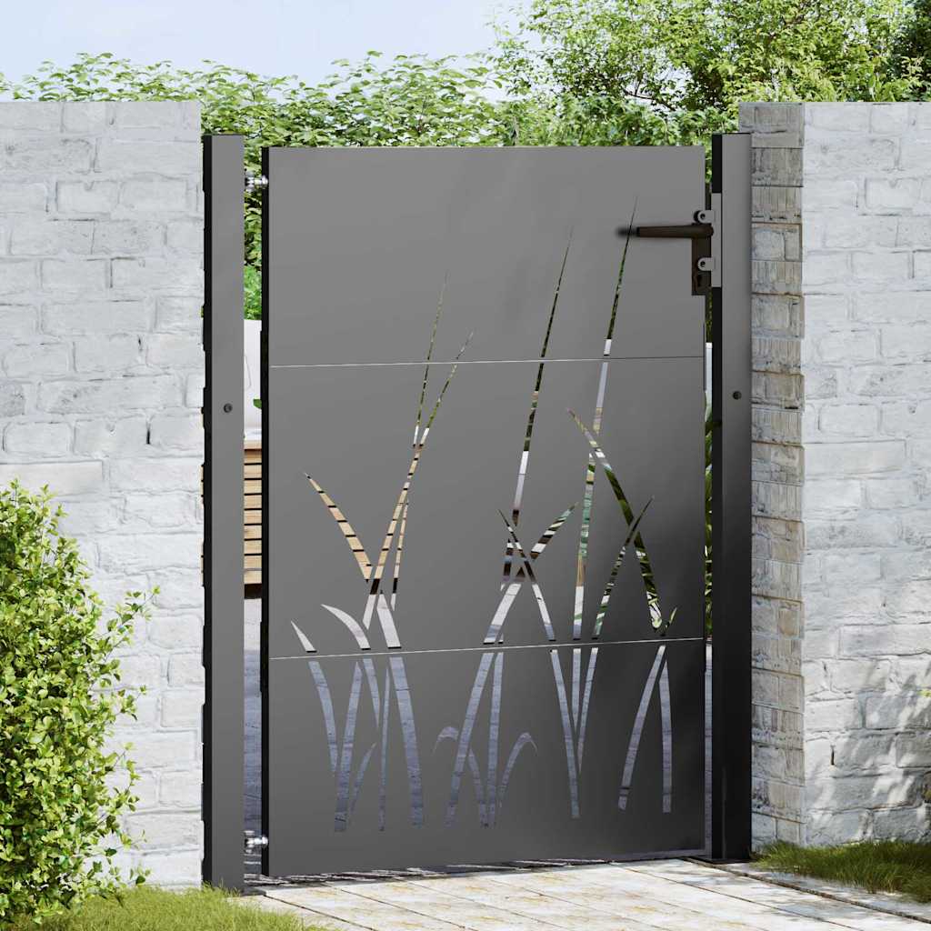 Garden Gate with Lock Black 105 x 125 cm Powder-coated steel