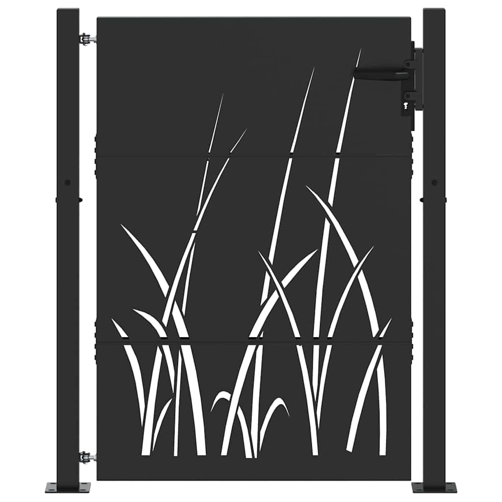 Garden Gate with Lock Black 105 x 125 cm Powder-coated steel