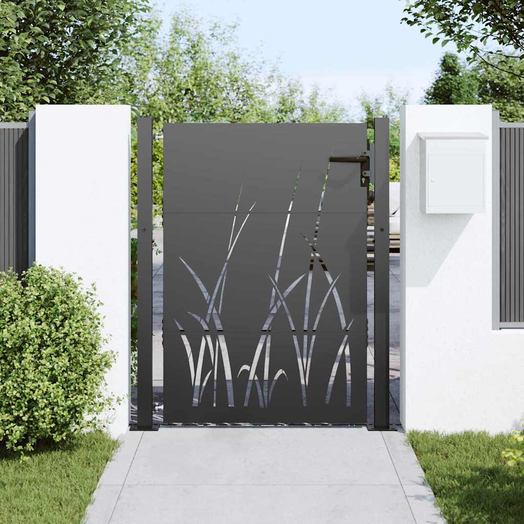 Garden Gate with Lock Black 105 x 150 cm Powder-coated steel