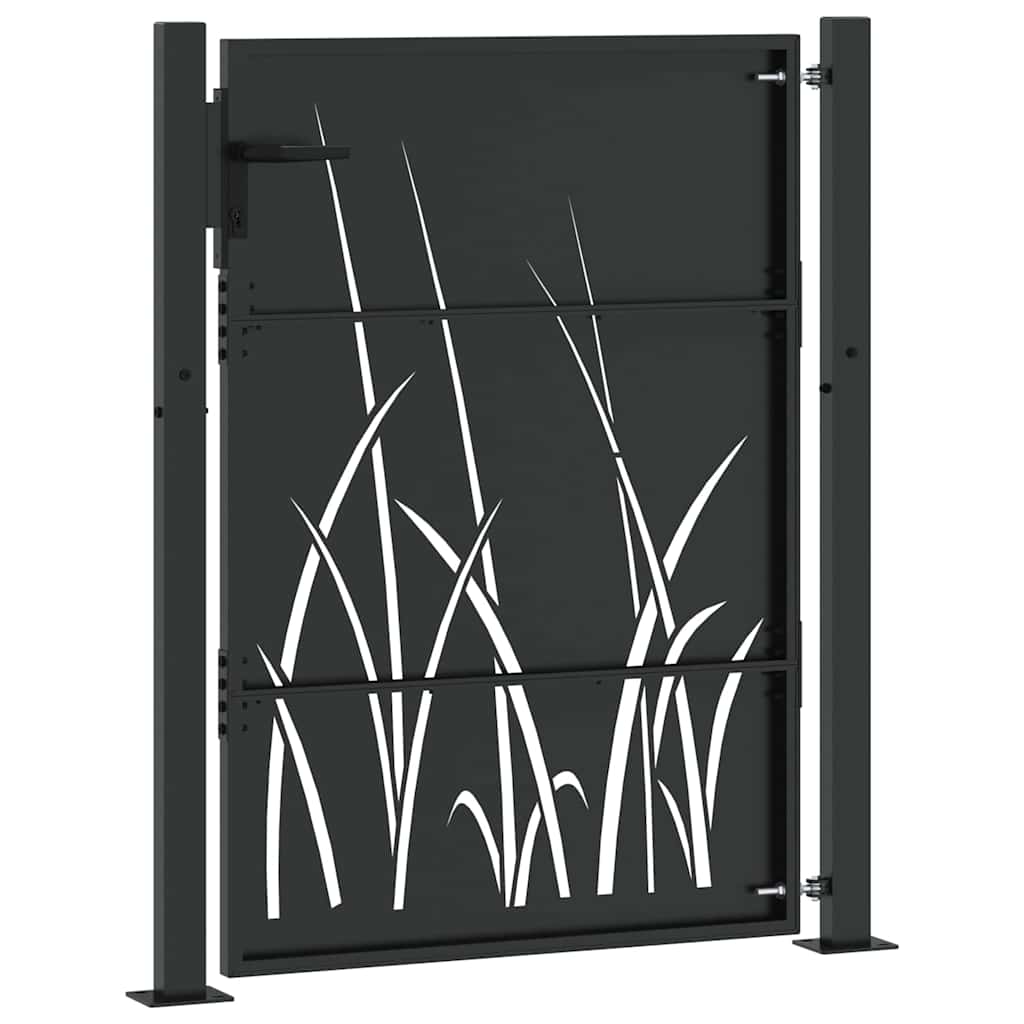 Garden Gate with Lock Black 105 x 150 cm Powder-coated steel