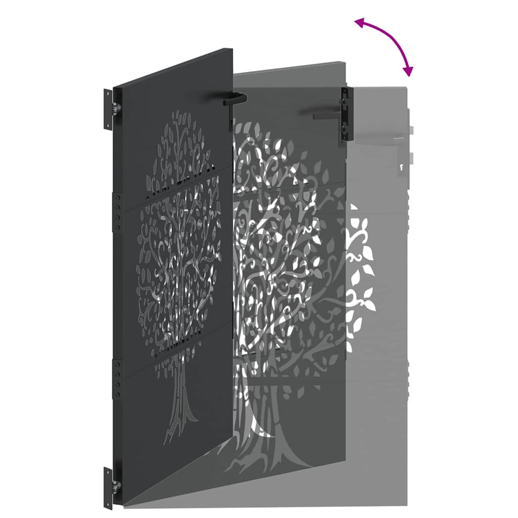 Garden Gate with Lock Black 105 x 150 cm Powder-coated steel