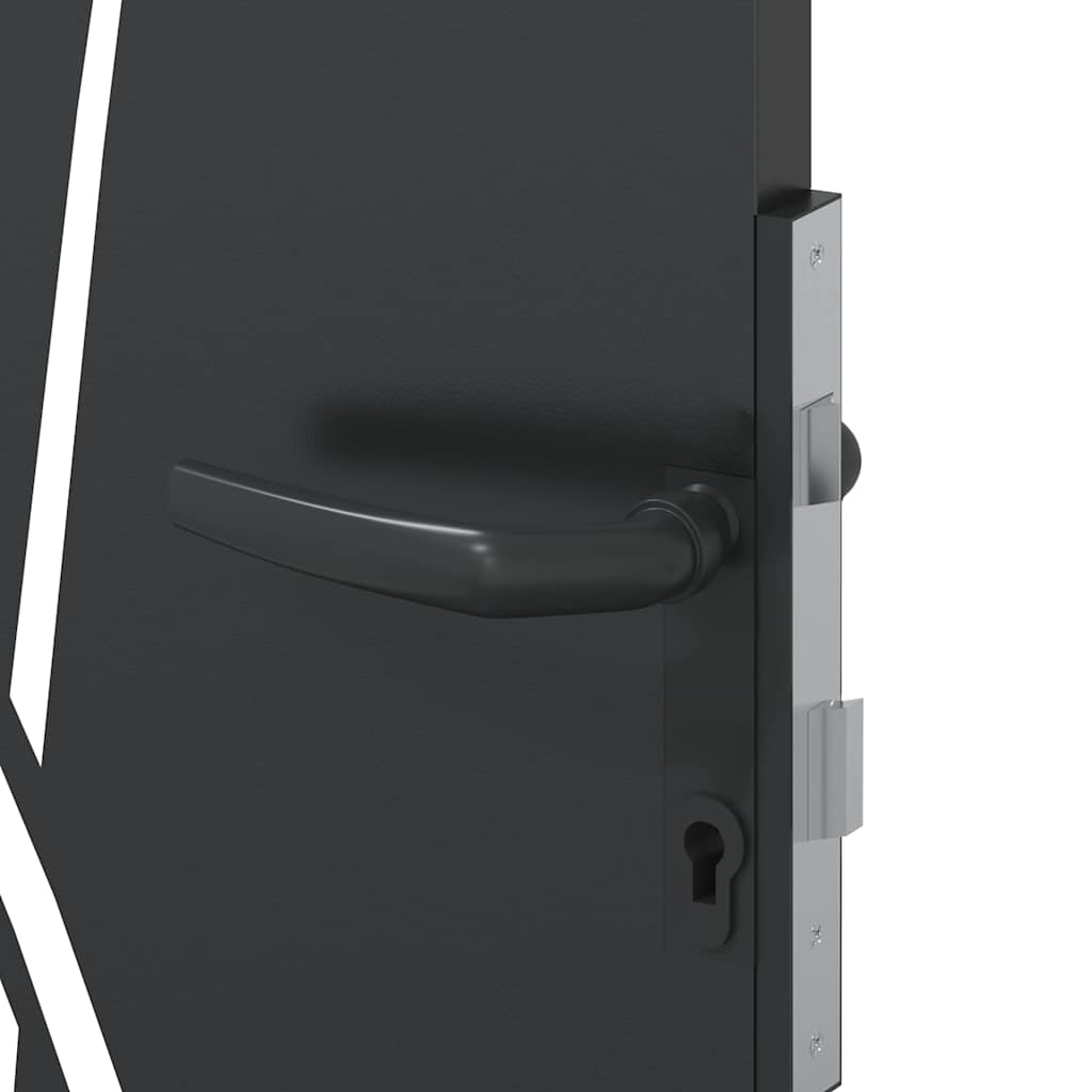 Garden Gate with Lock Black 105 x 175 cm Powder-coated steel