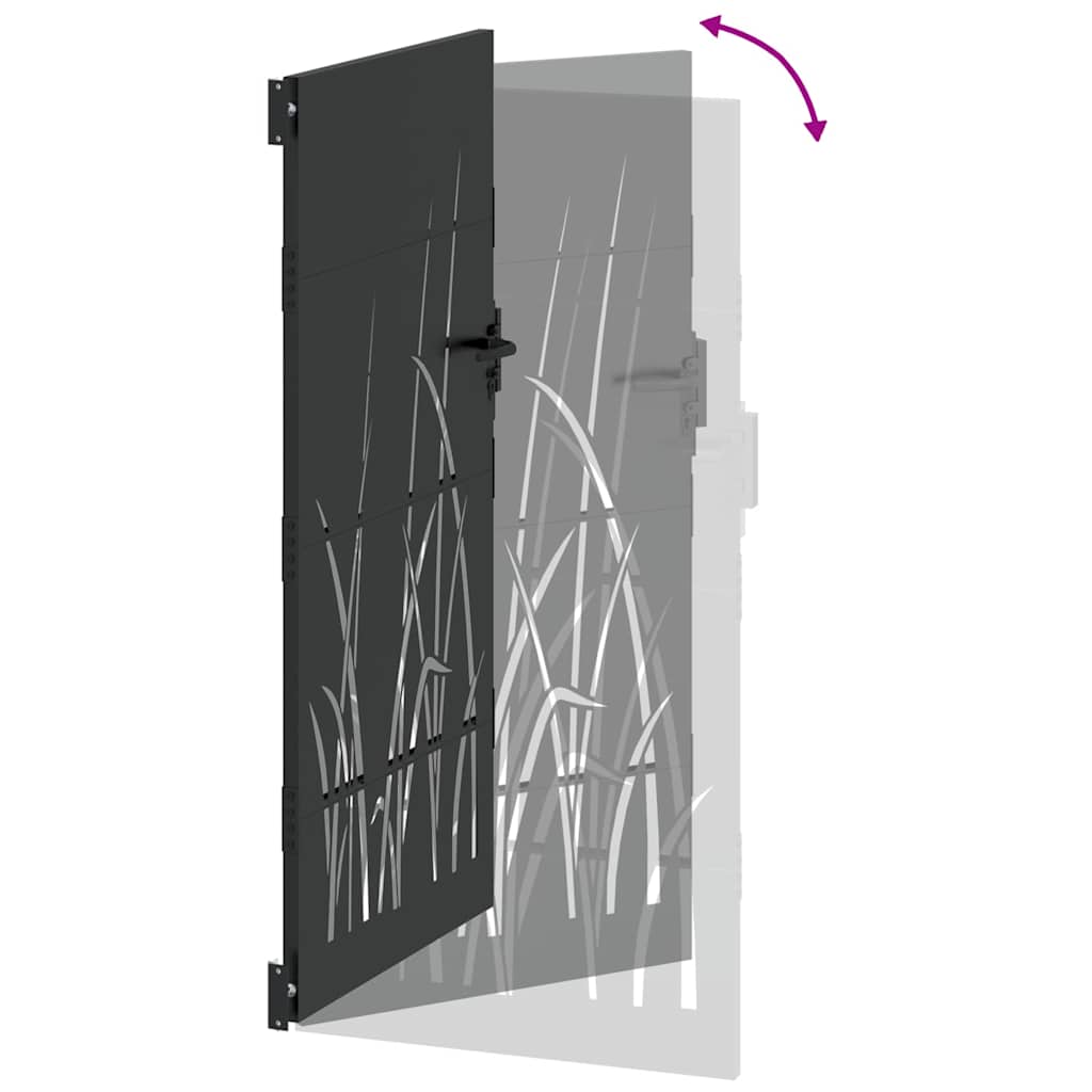 Garden Gate with Lock Black 105 x 175 cm Powder-coated steel
