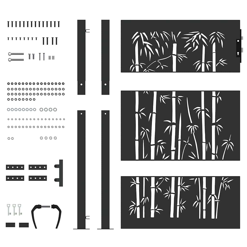 Garden Gate with Lock Black 105 x 125 cm Powder-coated steel
