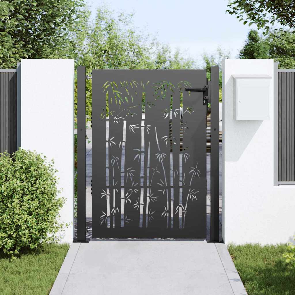 Garden Gate with Lock Black 105 x 125 cm Powder-coated steel