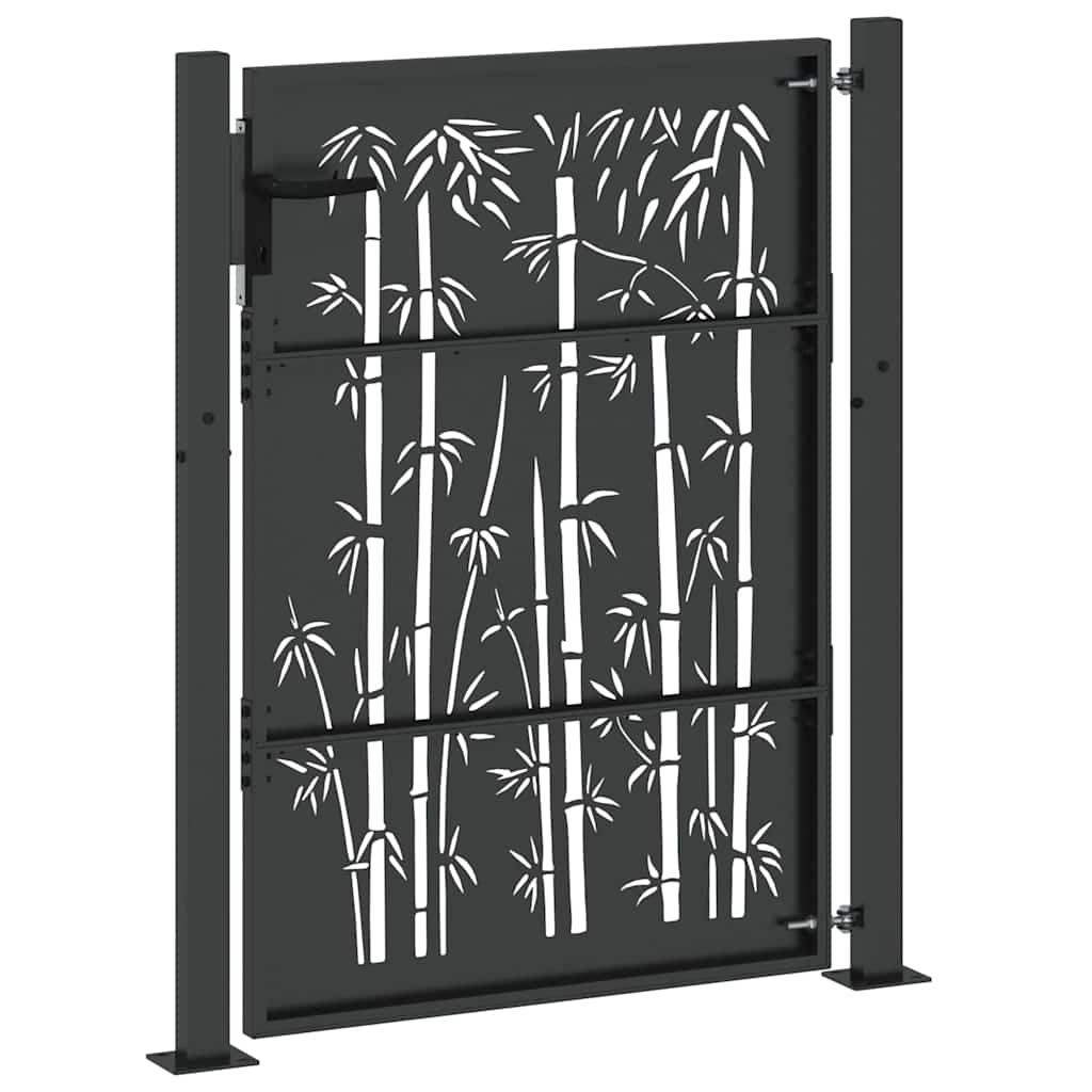 Garden Gate with Lock Black 105 x 125 cm Powder-coated steel
