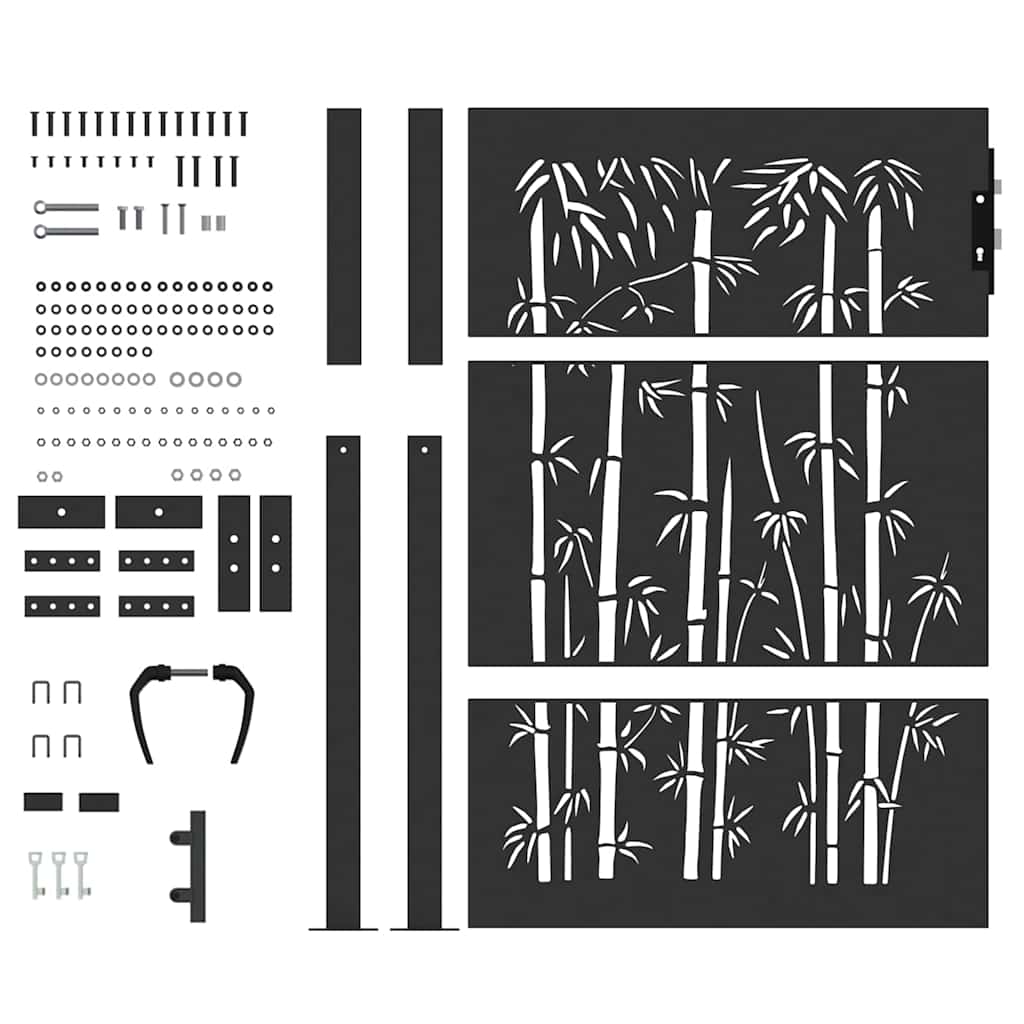 Garden Gate with Lock Black 105 x 150 cm Powder-coated steel