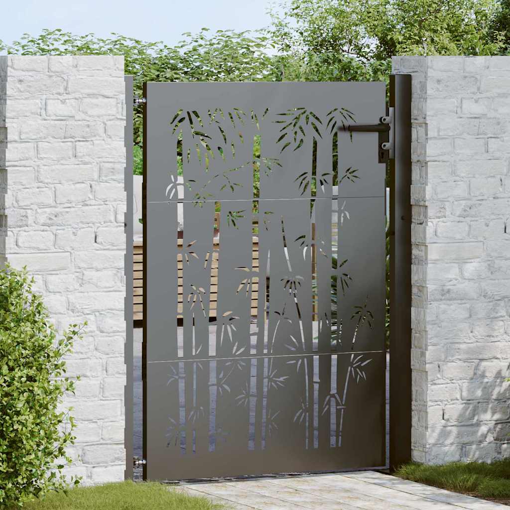 Garden Gate with Lock Black 105 x 150 cm Powder-coated steel