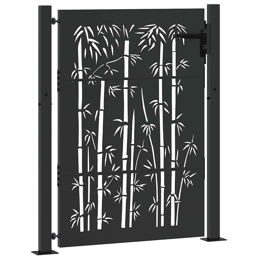 Garden Gate with Lock Black 105 x 150 cm Powder-coated steel