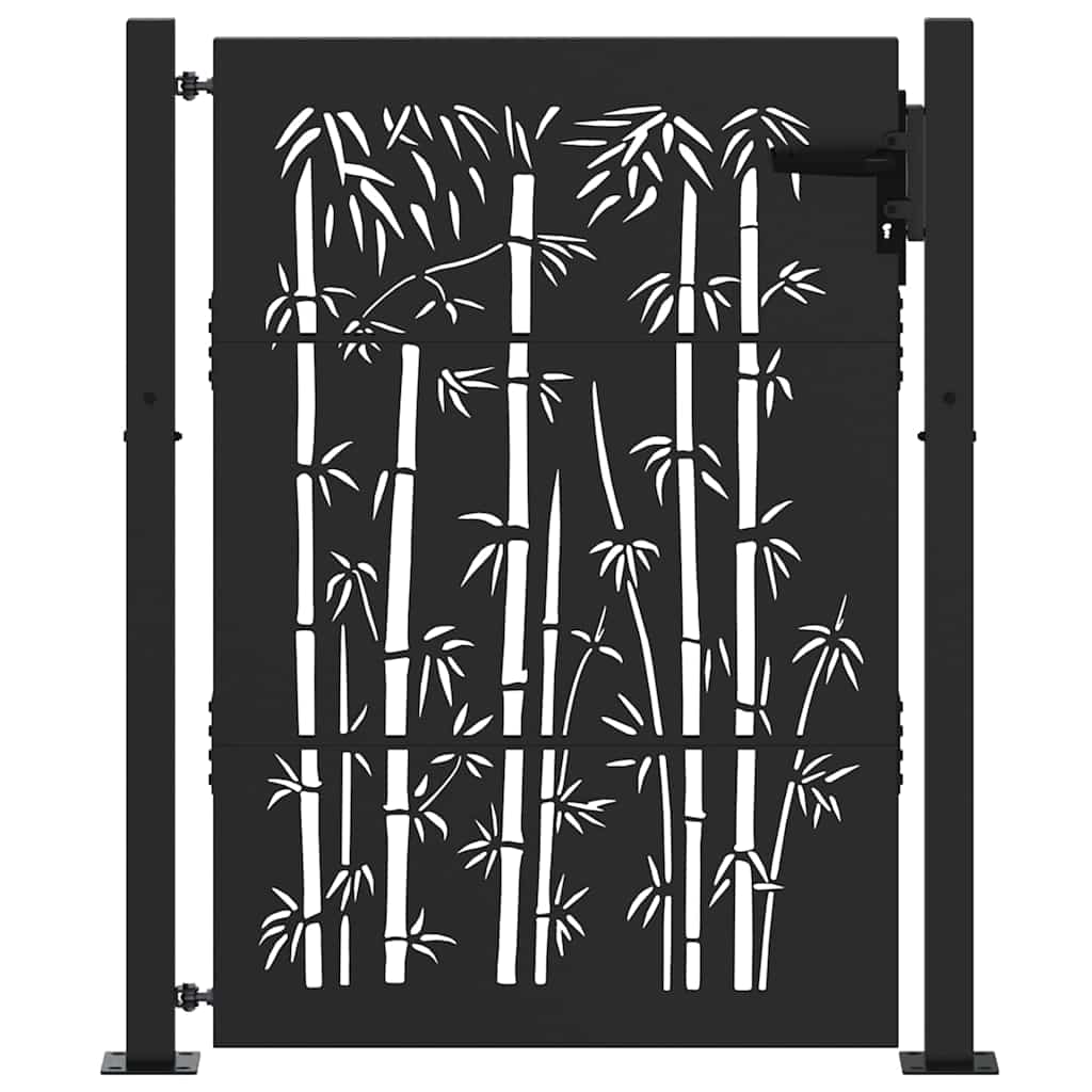Garden Gate with Lock Black 105 x 150 cm Powder-coated steel