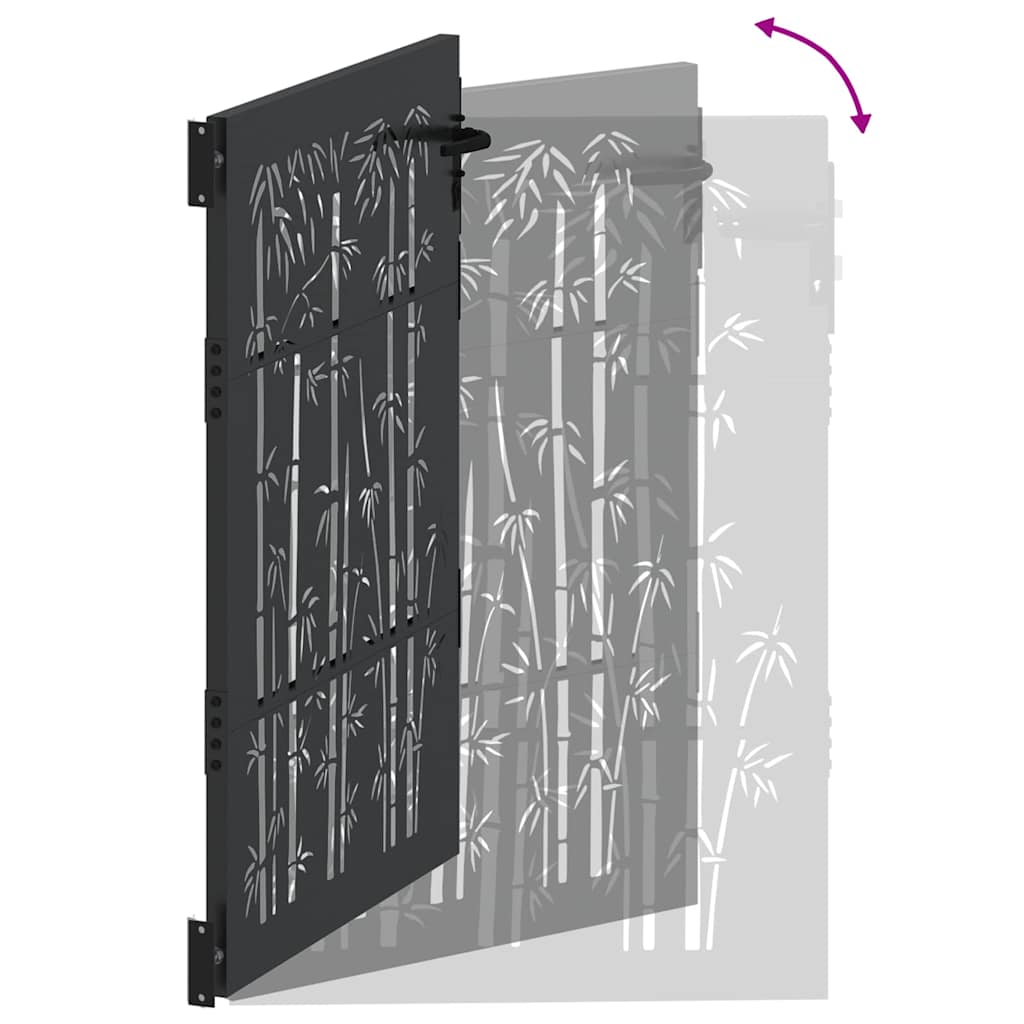 Garden Gate with Lock Black 105 x 150 cm Powder-coated steel