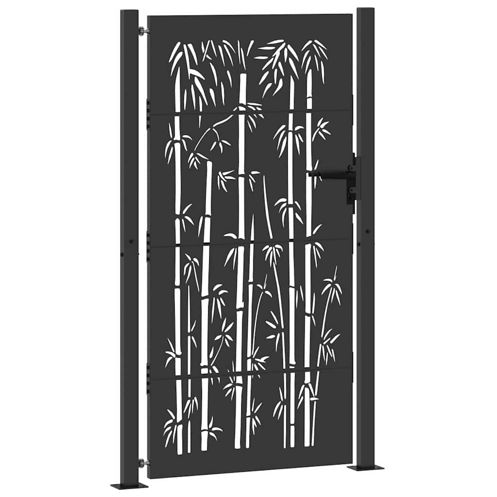 Garden Gate with Lock Black 105 x 175 cm Powder-coated steel