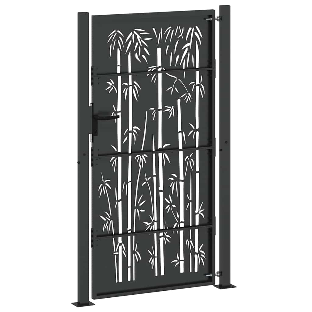 Garden Gate with Lock Black 105 x 175 cm Powder-coated steel