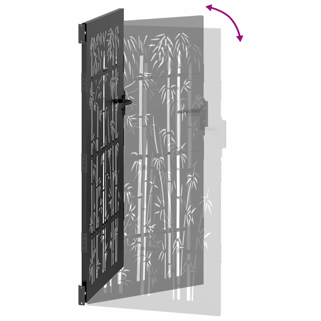 Garden Gate with Lock Black 105 x 175 cm Powder-coated steel