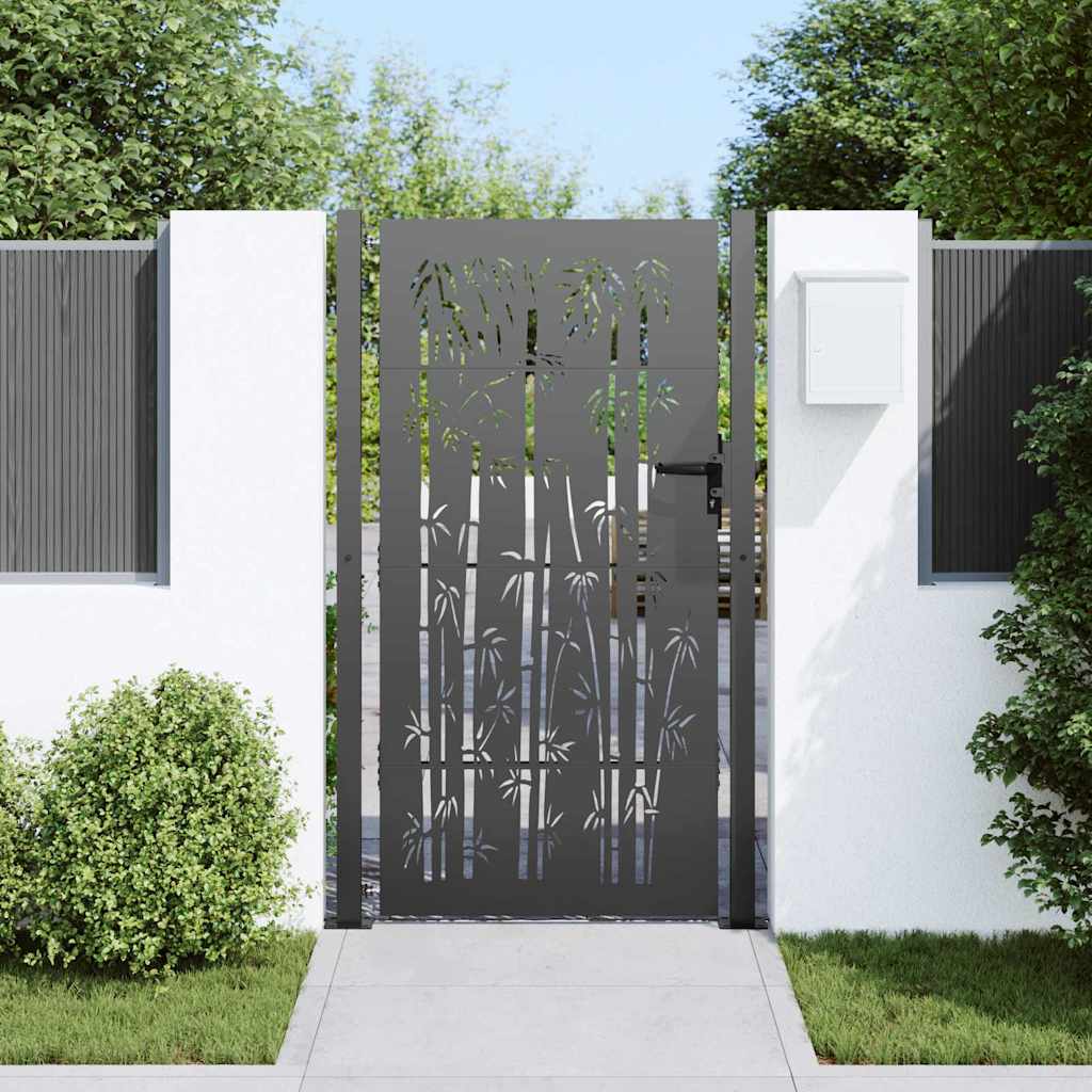 Garden Gate with Lock Black 105 x 200 cm Powder-coated steel