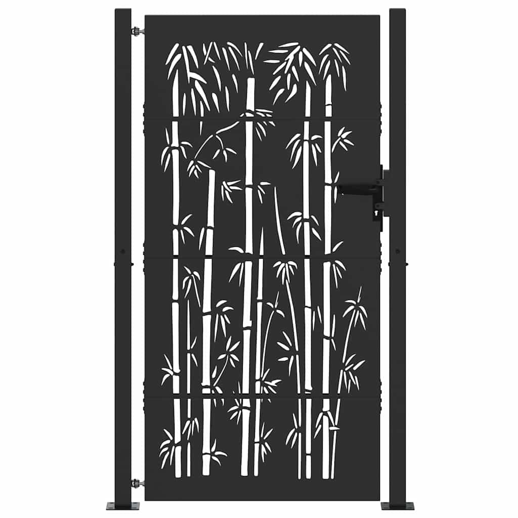 Garden Gate with Lock Black 105 x 200 cm Powder-coated steel