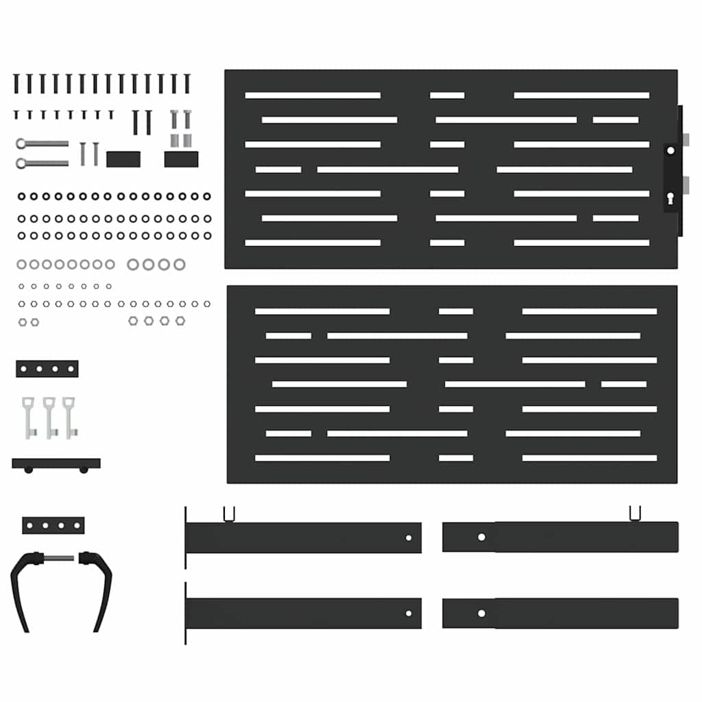 Garden Gate with Lock Black 105 x 100 cm Powder-coated steel
