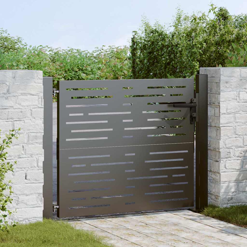 Garden Gate with Lock Black 105 x 100 cm Powder-coated steel