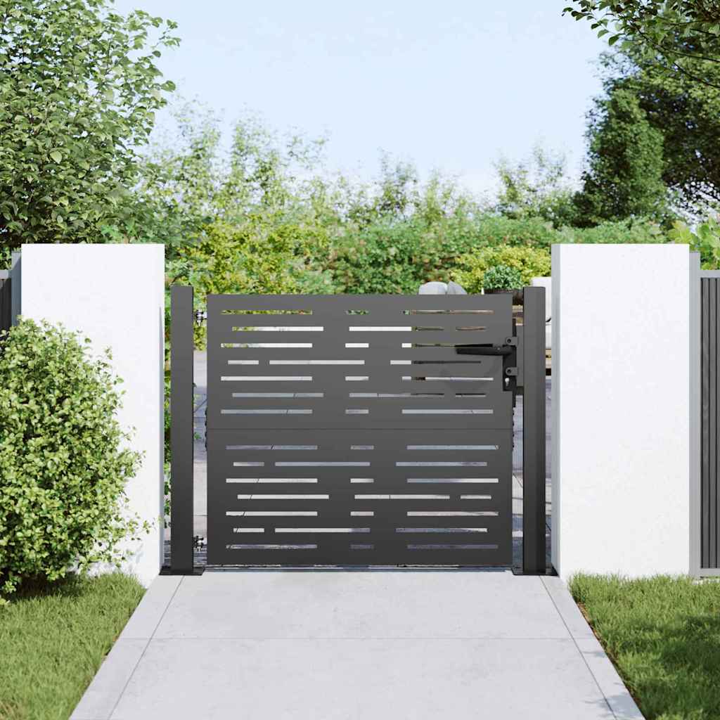 Garden Gate with Lock Black 105 x 100 cm Powder-coated steel
