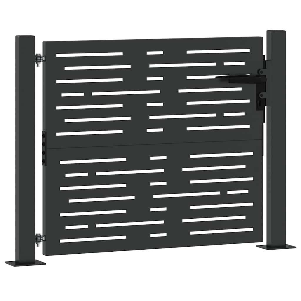 Garden Gate with Lock Black 105 x 100 cm Powder-coated steel