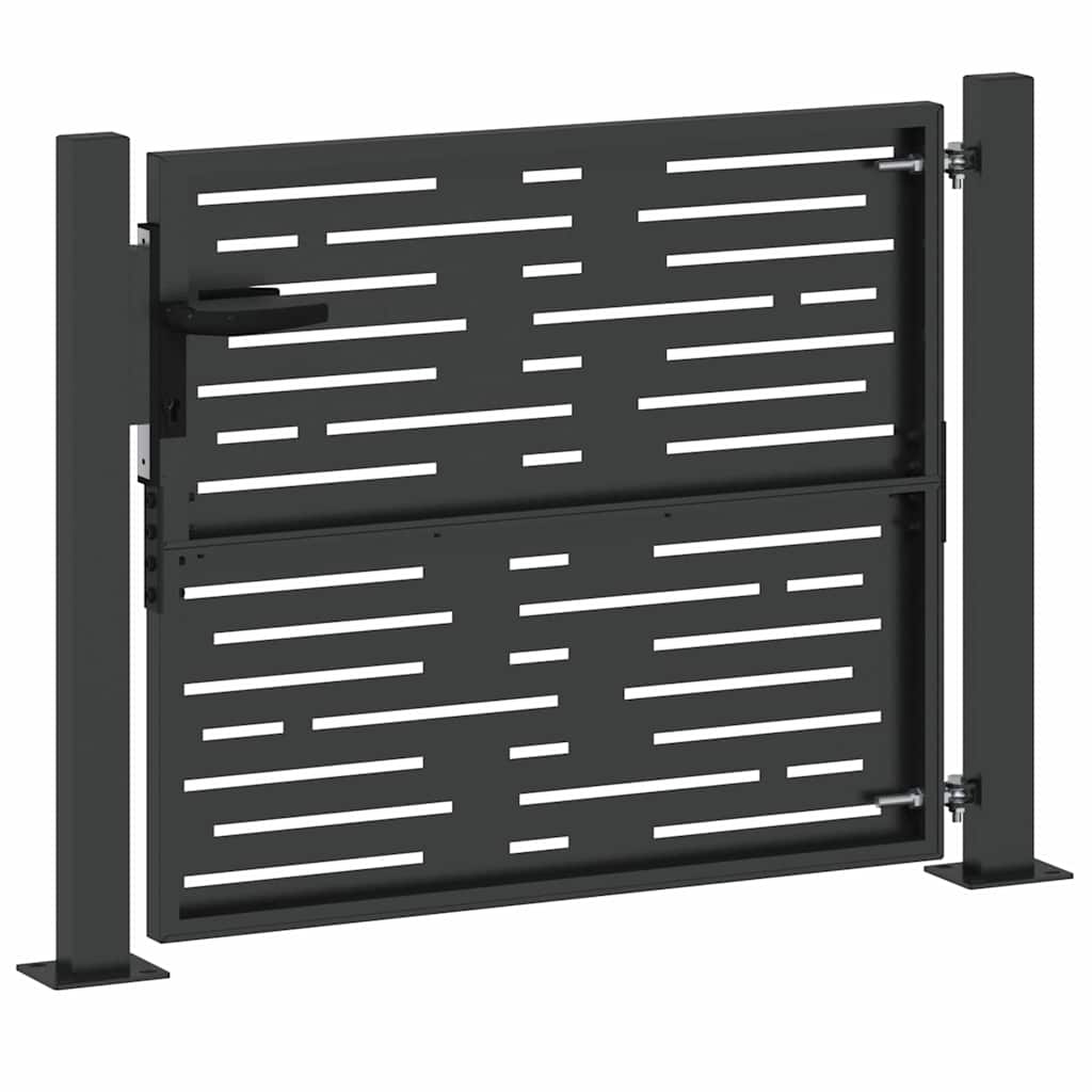 Garden Gate with Lock Black 105 x 100 cm Powder-coated steel