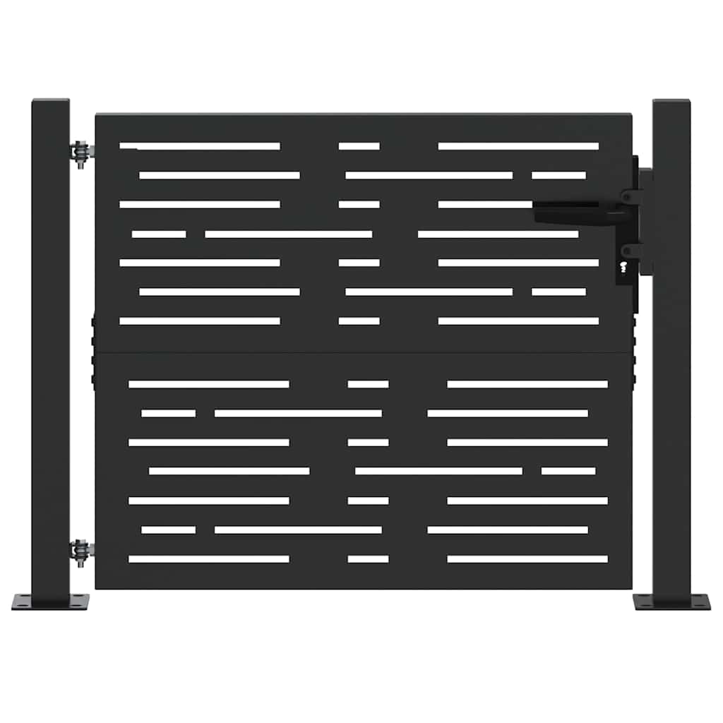 Garden Gate with Lock Black 105 x 100 cm Powder-coated steel