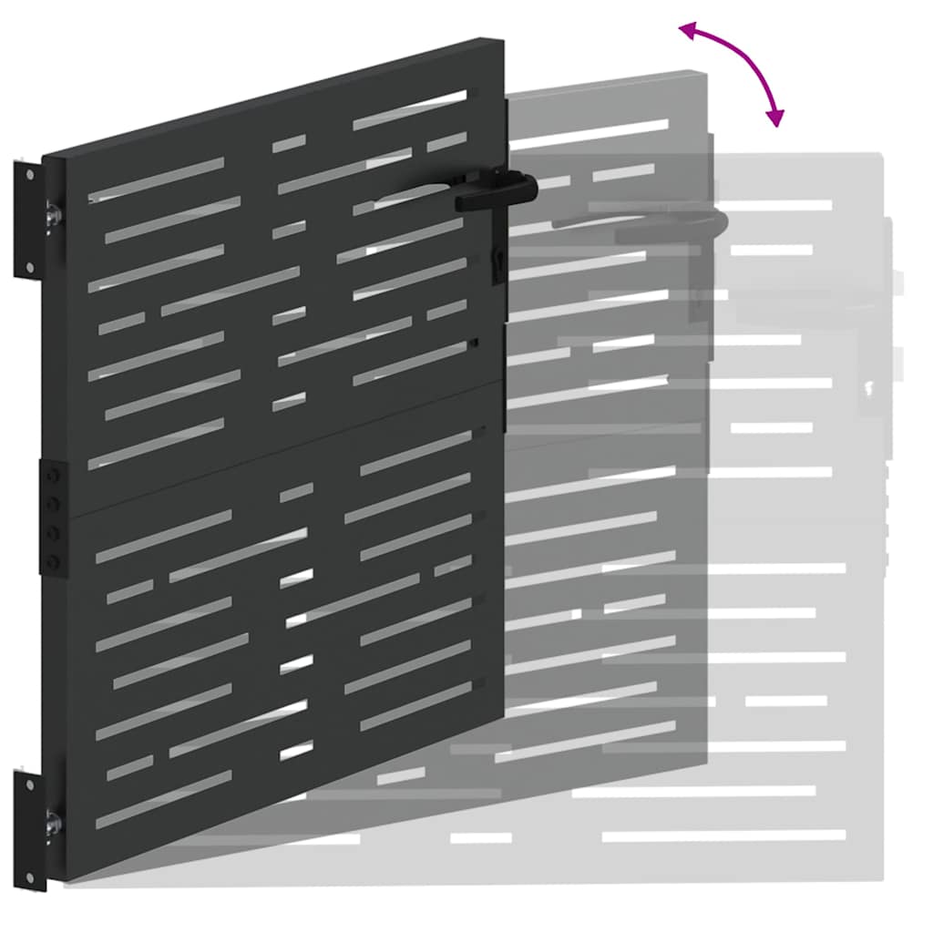 Garden Gate with Lock Black 105 x 100 cm Powder-coated steel