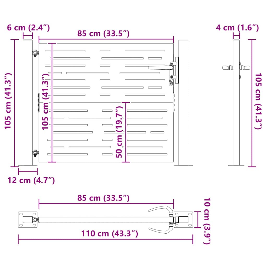 Garden Gate with Lock Black 100 x 100 cm Powder-Coated Steel