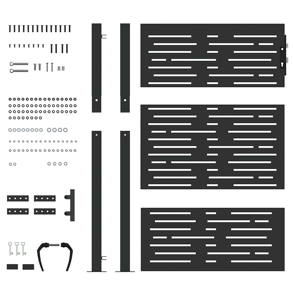 Garden Gate with Lock Black 105 x 125 cm Powder-coated steel