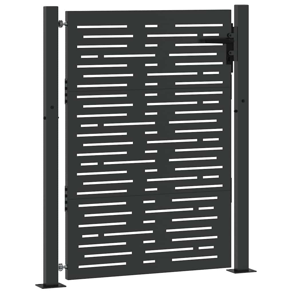 Garden Gate with Lock Black 105 x 125 cm Powder-coated steel