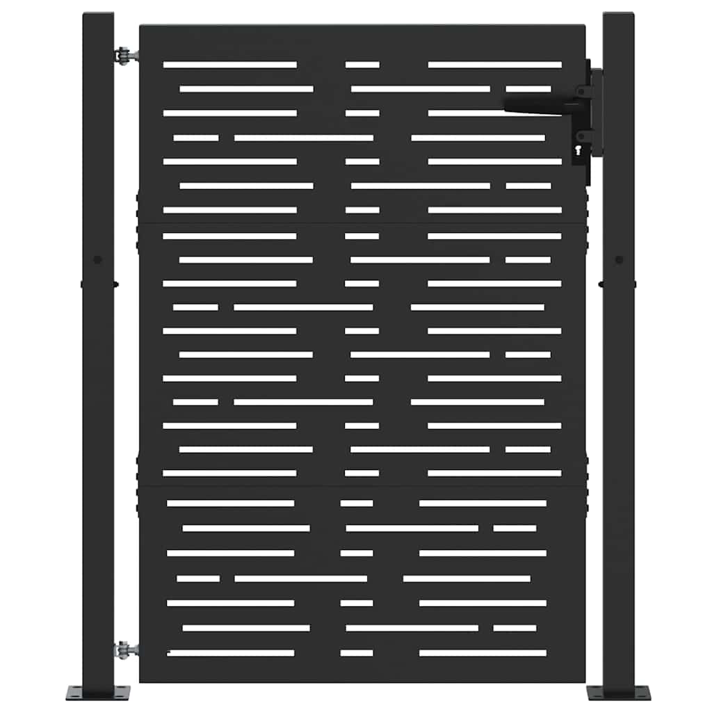 Garden Gate with Lock Black 105 x 125 cm Powder-coated steel