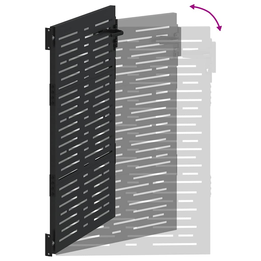Garden Gate with Lock Black 105 x 125 cm Powder-coated steel